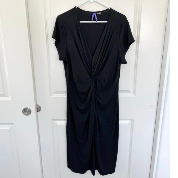 Seraphine Jolene Twist Front Maternity Dress Black 12 - Picture 2 of 5